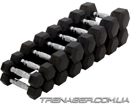 Гексагональный гантельний ряд Fitnessport FF 51D2C-10-50 кг (21 пара) 1260 кг